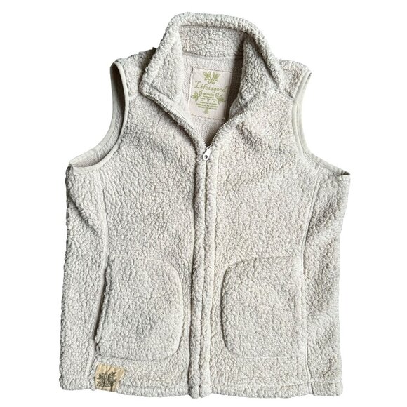 Life Is Good‎ Womens Cozy Sherpa Vest Zip Up M Chore Pockets Off White Fitted - Picture 1 of 7